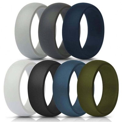 Design personalizado Anel de dedos de borracha de silicone ecológico Anel de casamento flexível e durável