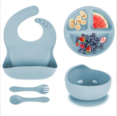 Copo e colher de silicone de qualidade alimentar para alimentação do bebê Sem estilo de design Fácil de limpar