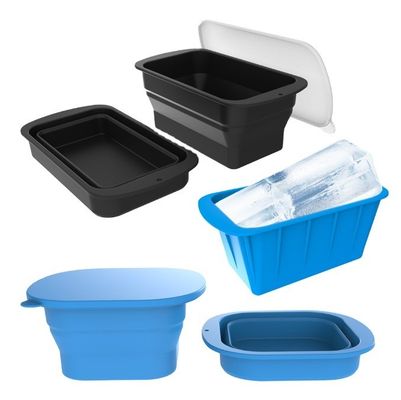 Taça de cubos de gelo grandes dobráveis Molde de blocos de gelo de silicone reutilizável para blocos extra grandes