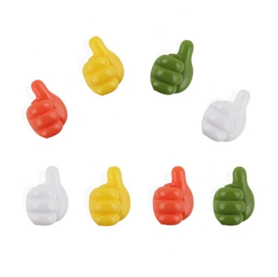 Elegante tipo de plástico de injeção PVC polegares para cima gancho de parede para clip de cabo e armazenamento de chave