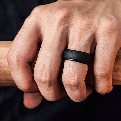 Anel de casamento de silicone para homens Step Edge Design elegante 4 pacotes Serviço de moldagem individual