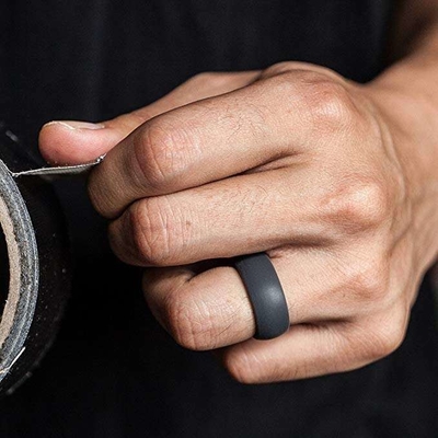 Anel de casamento de silicone para homens 8.7mm Larga Banda de casamento de borracha 2.5mm espessa