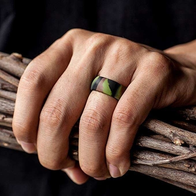 Anel de casamento de silicone para homens 8.7mm Larga Banda de casamento de borracha 2.5mm espessa