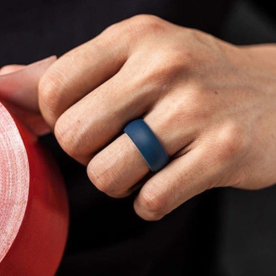 Anel de casamento de silicone para homens 8.7mm Larga Banda de casamento de borracha 2.5mm espessa