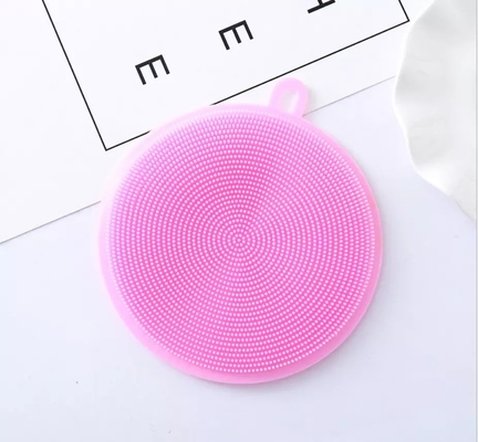 Escova de lavagem de pratos circular de lado duplo Escova de limpeza de silicone para limpeza de cozinha