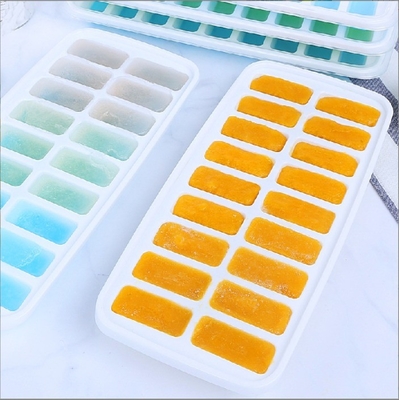 18 Cavidade Eco-Friendly Silicone Ice Cube Tray Mold com tampa removível Material durável