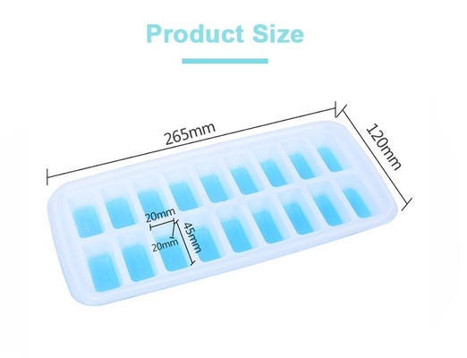 18 Cavidade Eco-Friendly Silicone Ice Cube Tray Mold com tampa removível Material durável