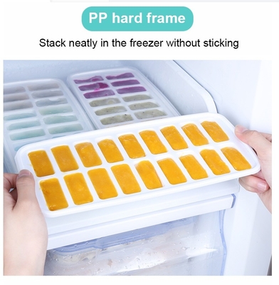 18 Cavidade Eco-Friendly Silicone Ice Cube Tray Mold com tampa removível Material durável