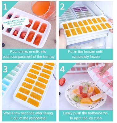 18 Cavidade Eco-Friendly Silicone Ice Cube Tray Mold com tampa removível Material durável