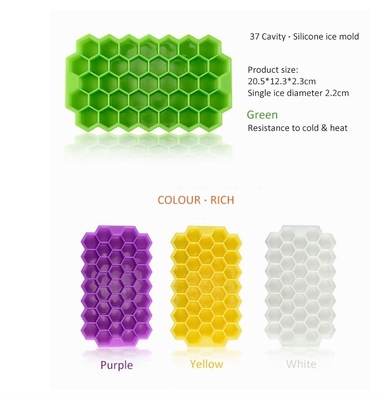 Fabricantes de sorvete sustentável Quente Dobrável 37-cavidade Honeycomb silicone geladeira bandeja com tampa