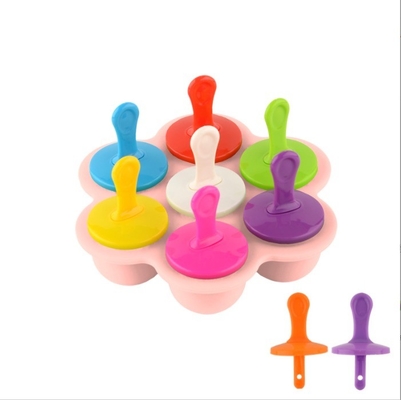 Grade Alimentar Molde de Gelo de Silicone 7 Buracos Popsicle DIY Caixa de Sorvete Molde de Popsicle de Silicone