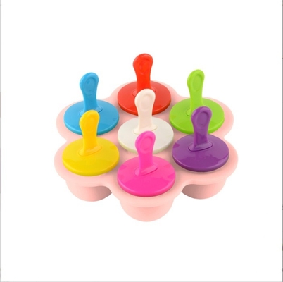 Grade Alimentar Molde de Gelo de Silicone 7 Buracos Popsicle DIY Caixa de Sorvete Molde de Popsicle de Silicone