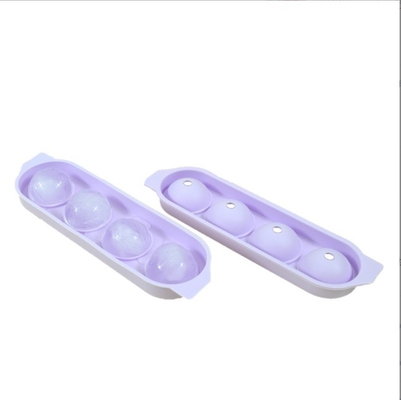 Silicone Ice Cube Tray Moldes Crystal Clear 4 Cavidade Esfera Redonda Portátil