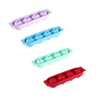Silicone Ice Cube Tray Moldes Crystal Clear 4 Cavidade Esfera Redonda Portátil