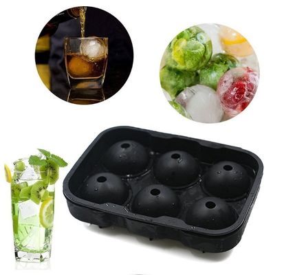 Ferramentas de sorvete 6 Cavidade Grade de Alimentos de silicone redondo Ice Cube Tray com tampa e tampa