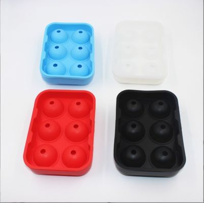 Ferramentas de sorvete 6 Cavidade Grade de Alimentos de silicone redondo Ice Cube Tray com tampa e tampa