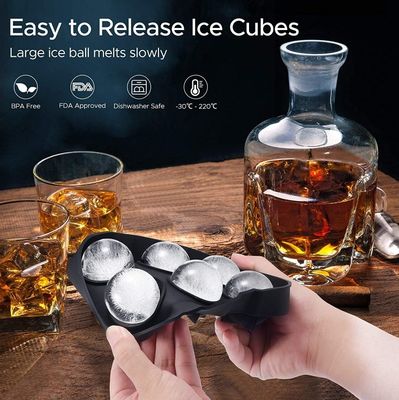 Ferramentas de sorvete 6 Cavidade Grade de Alimentos de silicone redondo Ice Cube Tray com tampa e tampa