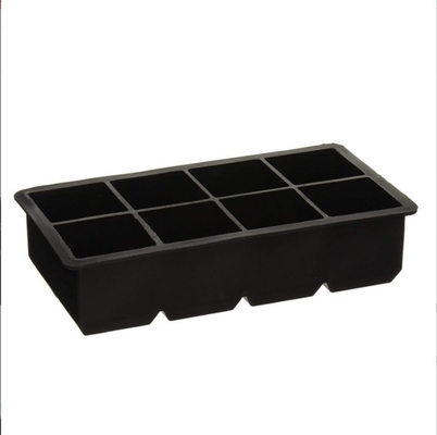 Em estoque 4 6 8 Cavidade Silicone Ice Tray Mold com tapa Grande Quadrado Forma Ice Cube Maker