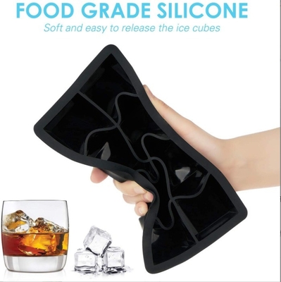 Em estoque 4 6 8 Cavidade Silicone Ice Tray Mold com tapa Grande Quadrado Forma Ice Cube Maker