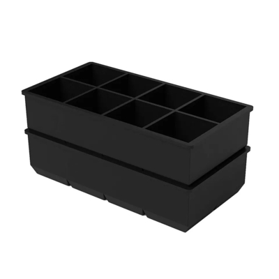 Em estoque 4 6 8 Cavidade Silicone Ice Tray Mold com tapa Grande Quadrado Forma Ice Cube Maker