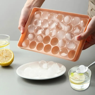 3D sustentável Whisky Drink Ice Ball Cube Maker Mold Trays com tampa e forma de esfera