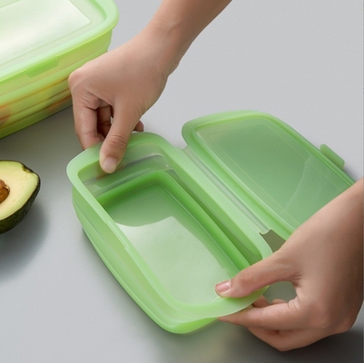 Conveniente 188*115*80MM Silicone Bento Foldable Box para almoço de vegetais e frutas de armazenamento