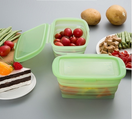 Conveniente 188*115*80MM Silicone Bento Foldable Box para almoço de vegetais e frutas de armazenamento