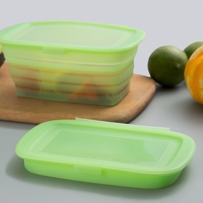 Conveniente 188*115*80MM Silicone Bento Foldable Box para almoço de vegetais e frutas de armazenamento