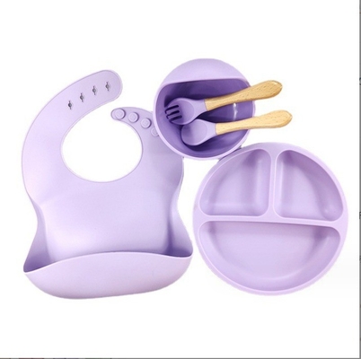 Conjunto de alimentação de bebê de silicone Bpa tipo de lanchonete livre com colher de garrafa de tigela e bib
