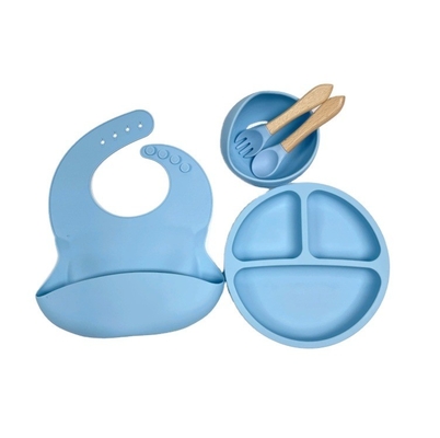 Conjunto de alimentação de bebê de silicone Bpa tipo de lanchonete livre com colher de garrafa de tigela e bib