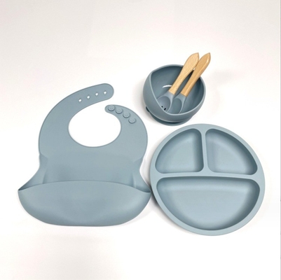 Conjunto de alimentação de bebê de silicone Bpa tipo de lanchonete livre com colher de garrafa de tigela e bib