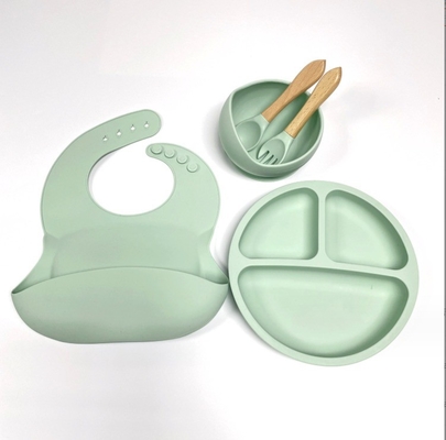 Conjunto de alimentação de bebê de silicone Bpa tipo de lanchonete livre com colher de garrafa de tigela e bib