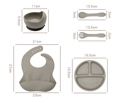 Conjunto de prato de silicone para bebê de qualidade alimentar Conjunto de presente para recém-nascidos com estilo de design