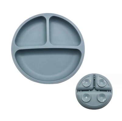 Conjunto de alimentação de silicone 3 áreas Material de qualidade alimentar Placa de tigela de bebê com sucção dividida