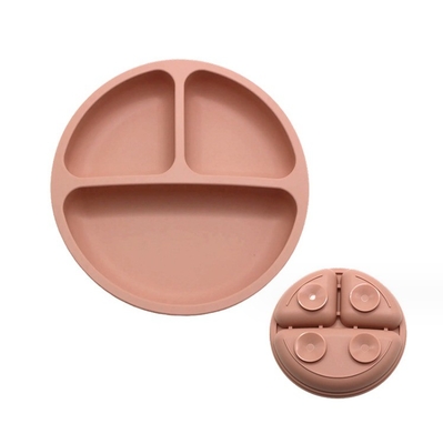 Conjunto de alimentação de silicone 3 áreas Material de qualidade alimentar Placa de tigela de bebê com sucção dividida