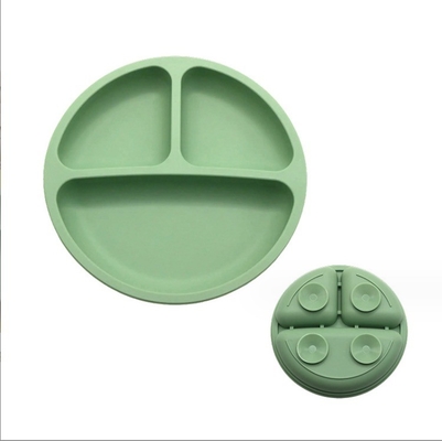 Conjunto de alimentação de silicone 3 áreas Material de qualidade alimentar Placa de tigela de bebê com sucção dividida