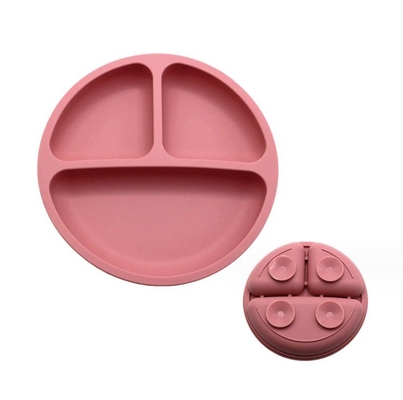 Conjunto de alimentação de silicone 3 áreas Material de qualidade alimentar Placa de tigela de bebê com sucção dividida