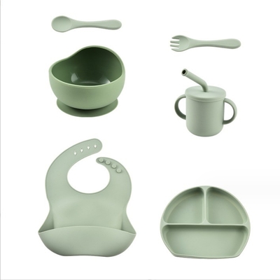 Crianças Prato de Refeição Servidores de Mesa Sucção Copo de Alimentação Conjunto de Forquilha de Taça de Silicona de Grau Alimentar