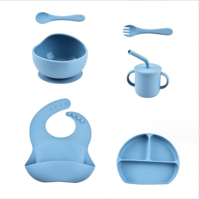 Crianças Prato de Refeição Servidores de Mesa Sucção Copo de Alimentação Conjunto de Forquilha de Taça de Silicona de Grau Alimentar