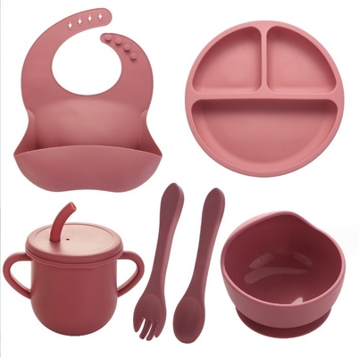 Conjunto de alimentação de bebê de silicone durável de colheres livres de BPA