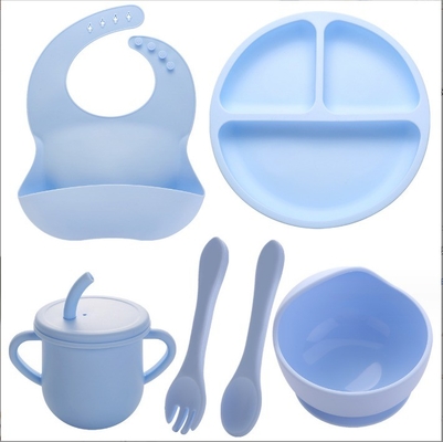 Conjunto de alimentação de bebê de silicone durável de colheres livres de BPA