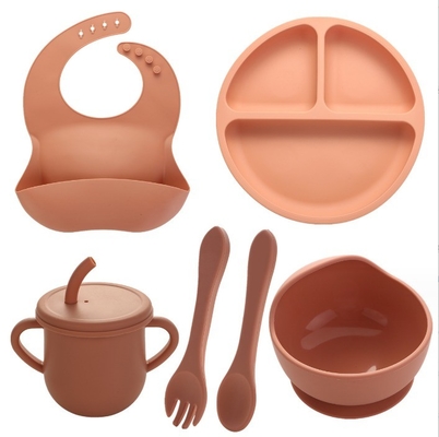 Conjunto de alimentação de bebê de silicone durável de colheres livres de BPA
