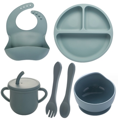 Conjunto de alimentação de bebê de silicone durável de colheres livres de BPA
