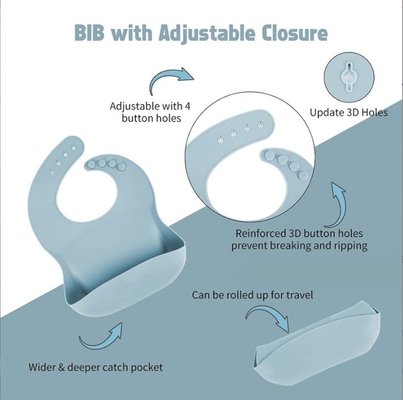 Nenhum Estilo de Design Servidores de mesa de silicone para bebê 5pcs BPA Free Feeding Set Cubo de colher