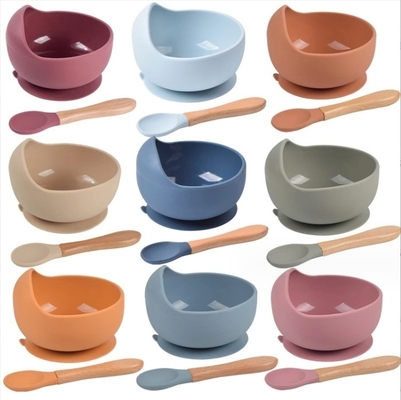 Caixa de alimentação para bebês de silicone à prova d'água com colher e conjunto de colheres de qualidade alimentar