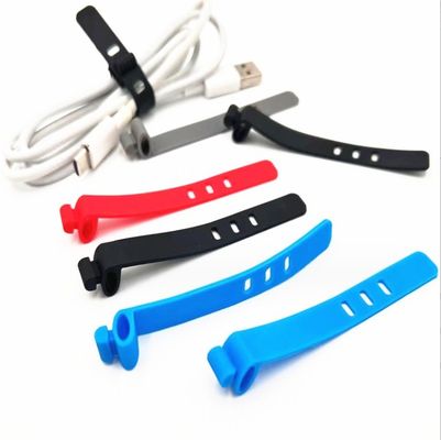 Organizador de suportes de cabo de fita de silicone colorido para moldar cabos USB de qualidade alimentar
