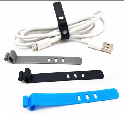 Organizador de suportes de cabo de fita de silicone colorido para moldar cabos USB de qualidade alimentar
