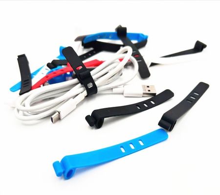 Organizador de suportes de cabo de fita de silicone colorido para moldar cabos USB de qualidade alimentar