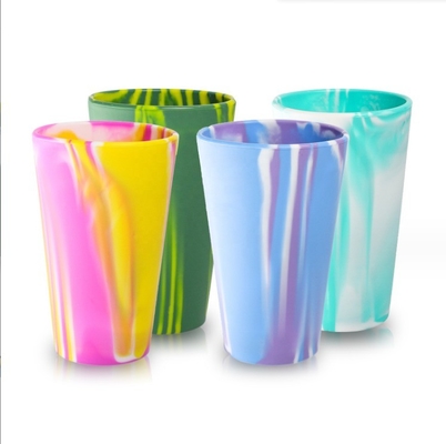 Copo de silicone de qualidade alimentar com alça para viagem de acampamento Logotipo personalizado Copo de bebida livre de BPA