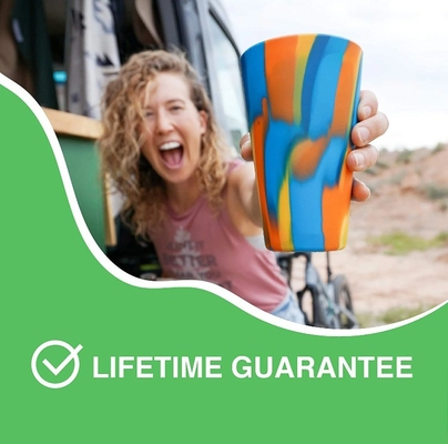 Copo de silicone de qualidade alimentar com alça para viagem de acampamento Logotipo personalizado Copo de bebida livre de BPA